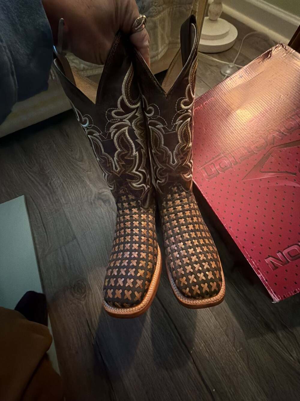 Women's Innovation Brown Petatillo Cowboy Boots with Square Toe